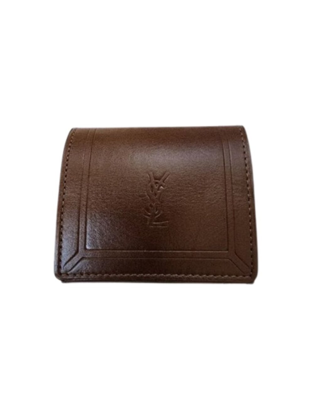 Vintage Yves Saint Laurent YSL Brown Leather Card Coin Holder Wallet Case - Picture 2 of 6